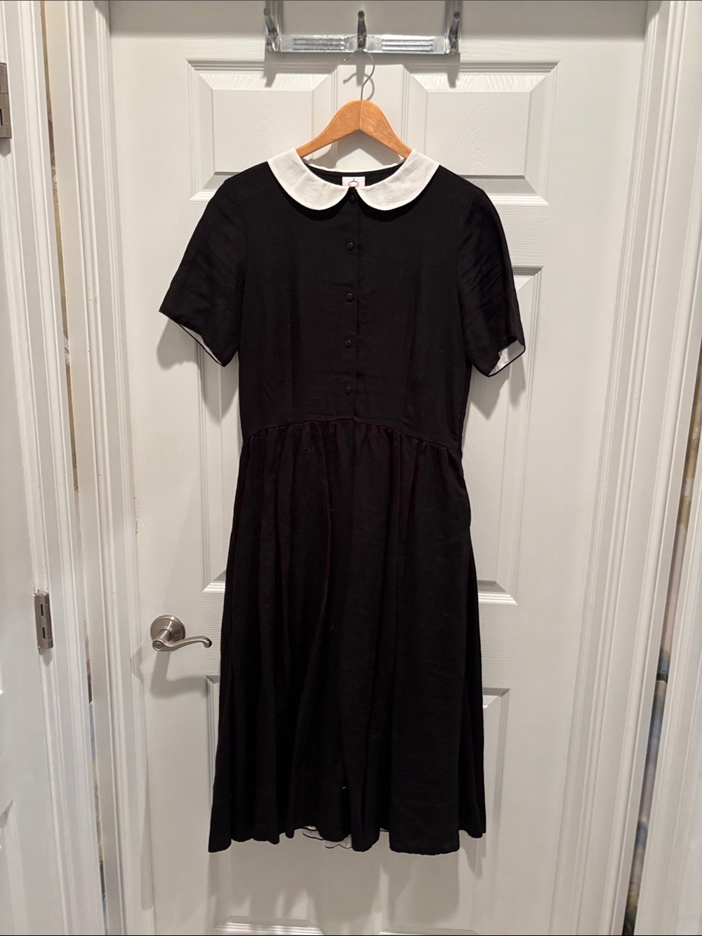 Son de Flor Black Midi Dress with White Peter Pan Collar